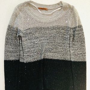Belldini sparkly grey, silver and black sweater